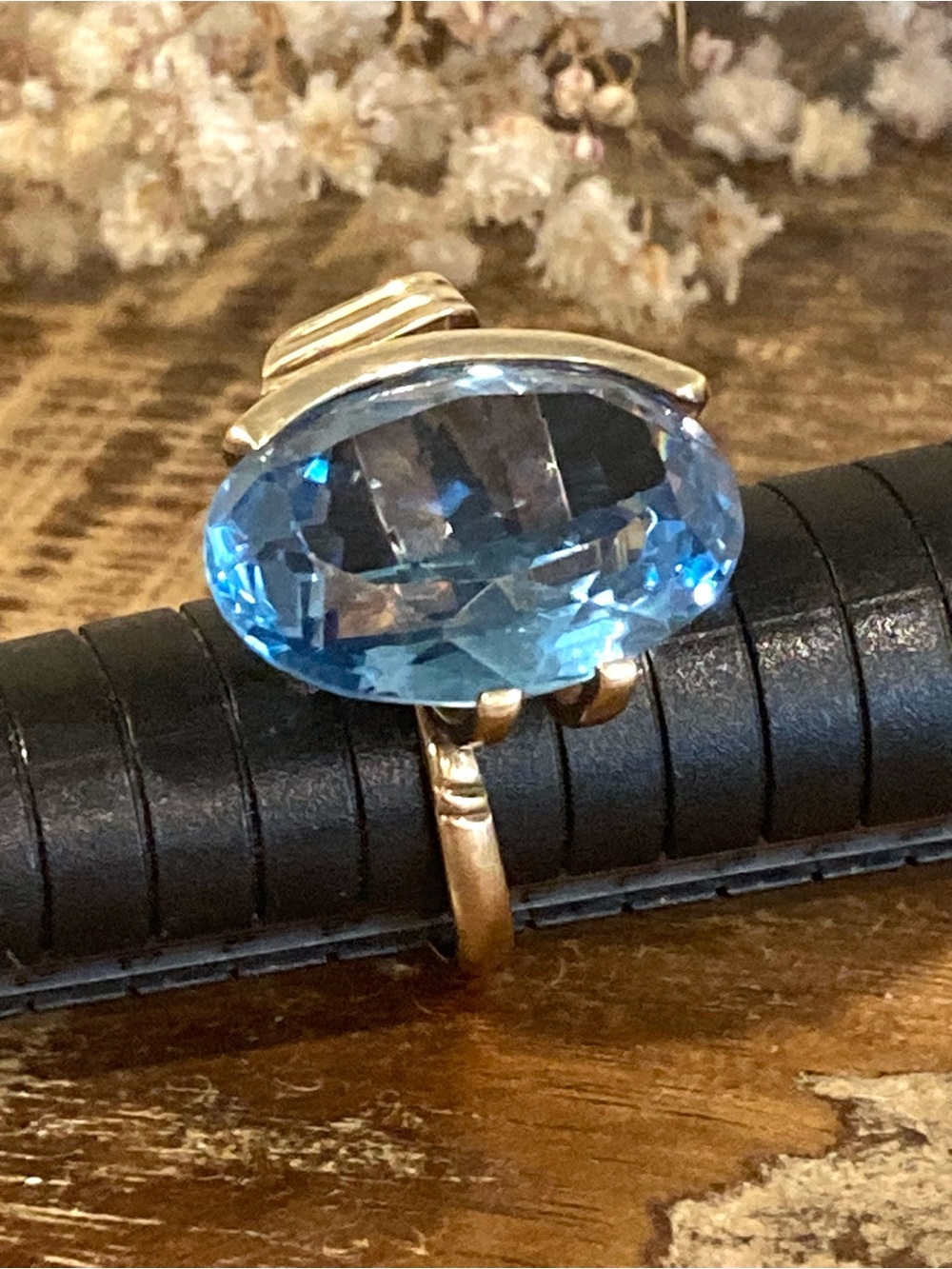 Vintage 14K Gold Abstract Ring Large Blue Oval Gemstone • Size 8.25 • 11 Grams - Picture 17 of 17